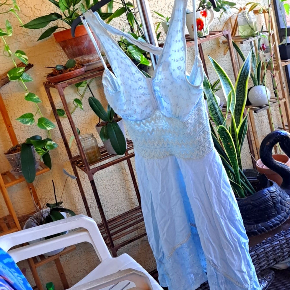 Light Blue, Kerchief, Halter Dress